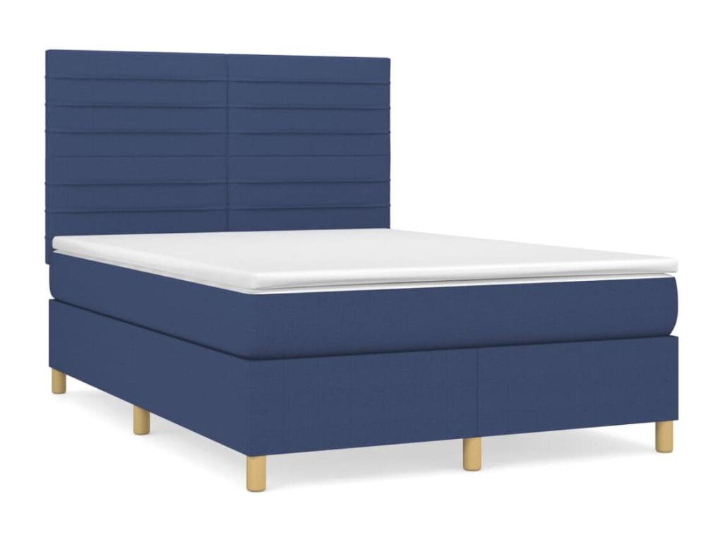 Lit à sommier tapissier avec matelas Bleu 140x190 cm Tissu
