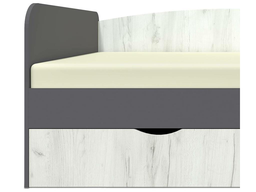 Lit Enfant 2 Tiroirs Design Homelumiere 90x200cm Gris