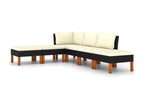 Salon de jardin 6 pcs avec coussins Résine tressée Noir