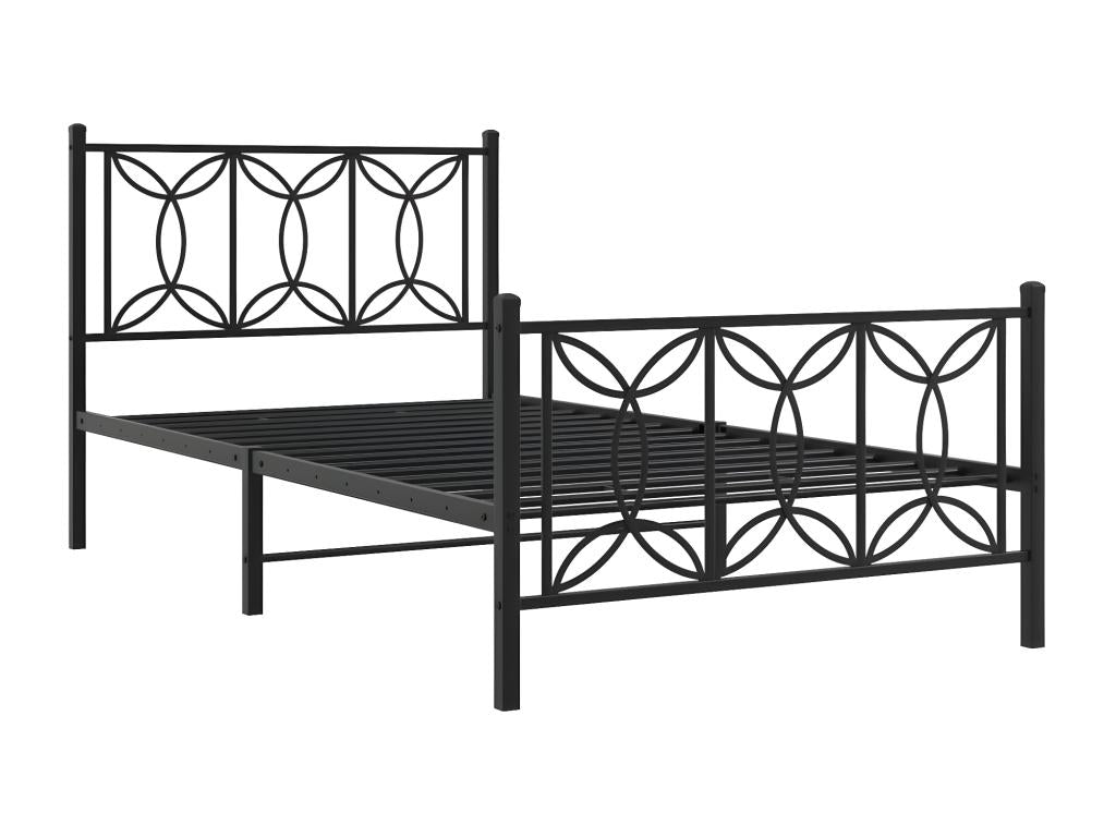 Cadre de lit métal avec tête de lit/pied de lit noir 107x203 cm