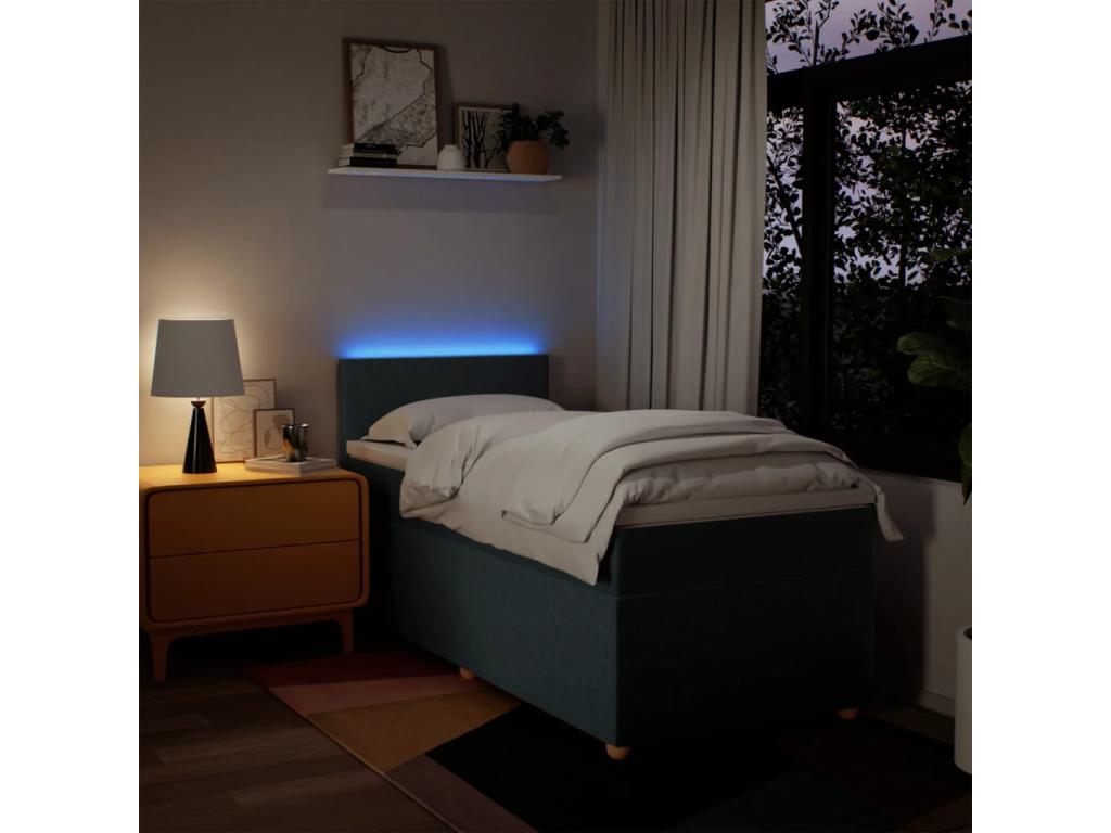 Sommier à Homelumière de lit avec matelas Bleu 80x200 cm Tissu