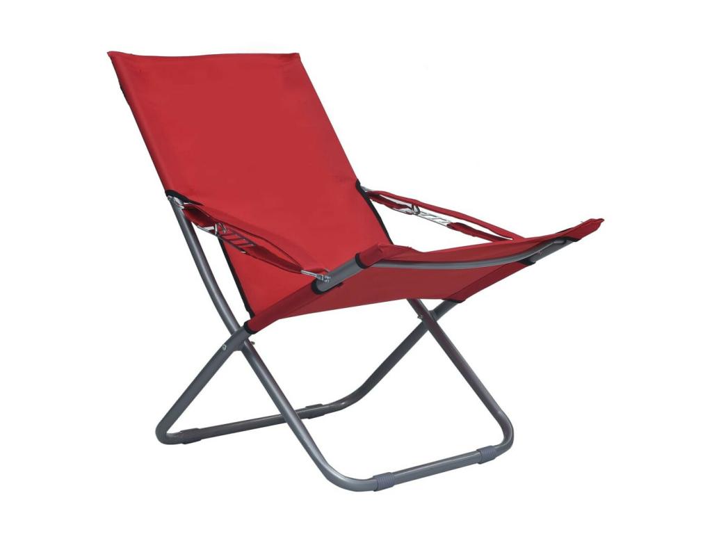 Chaises pliables de plage 2 pcs Tissu Rouge