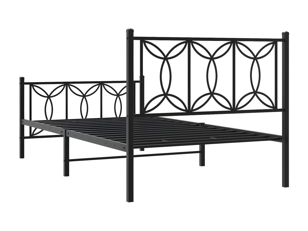 Cadre de lit métal avec tête de lit/pied de lit noir 107x203 cm