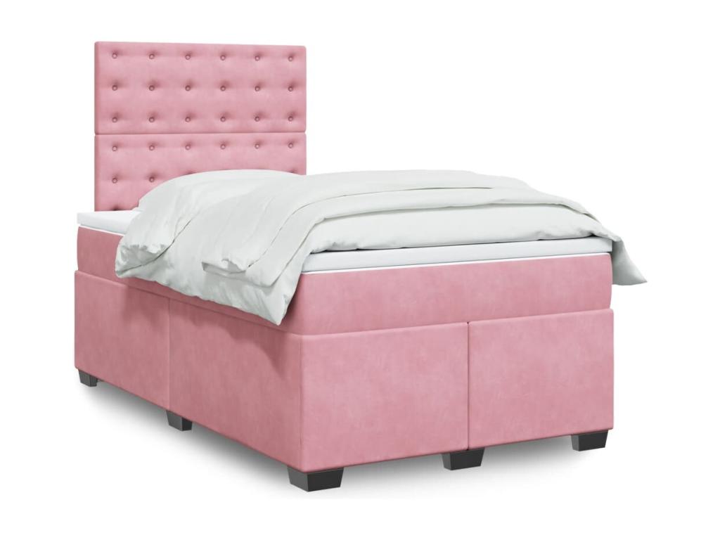 Sommier à Homelumiere de lit avec matelas Rose 120x200 cm Velours