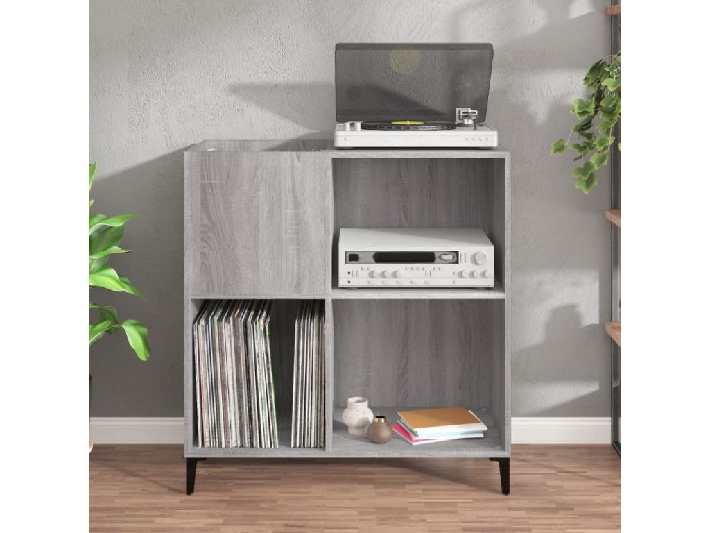 Armoire à disques Homelumiere gris 84.5x38x89 cm bois d'ingénierie