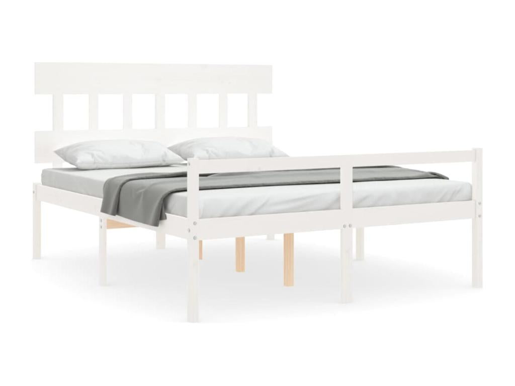 Lit pour personne âgée sans matelas blanc 160x200cm bois massif