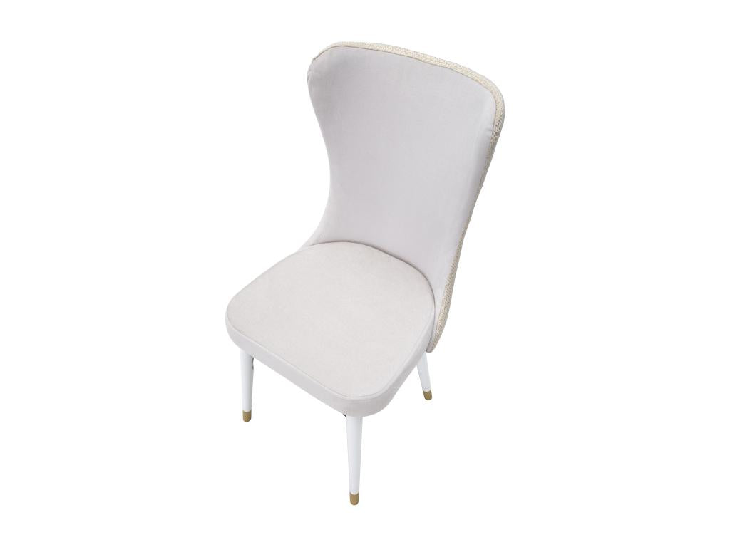 Lot de 2 chaises en tissu beige pieds blancs et dorés 40x65x99 cm