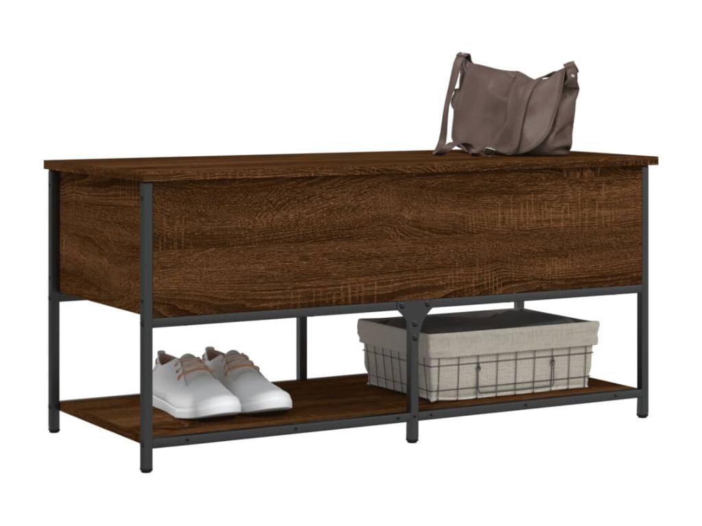 Banc de rangement chêne marron 100x42.5x47 cm bois d'ingénierie