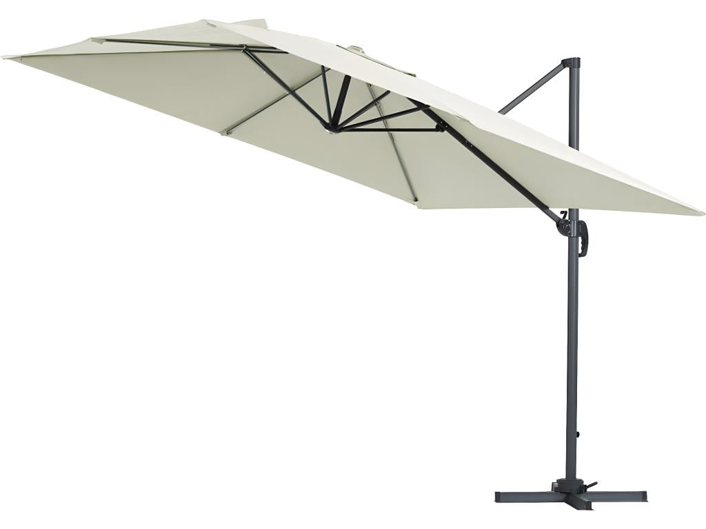 Parasol de jardin déporté Alu Sun 3 - Carré - 3x3 m - Ecru - Dalles incluses