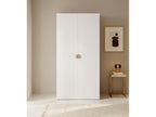 Armoire 2 portes avec tringle et tiroirs - 100 cm - blanc - Homelumiere