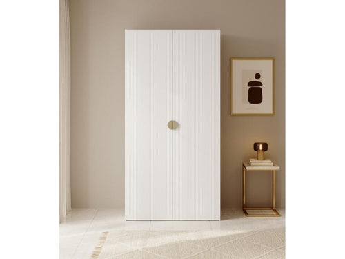 Armoire 2 portes avec tringle et tiroirs - 100 cm - blanc - Homelumiere