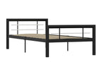 Cadre de lit sans matelas noir et blanc métal 90x200 cm