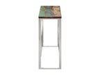 Table console argenté acier inoxydable-bois massif récupération
