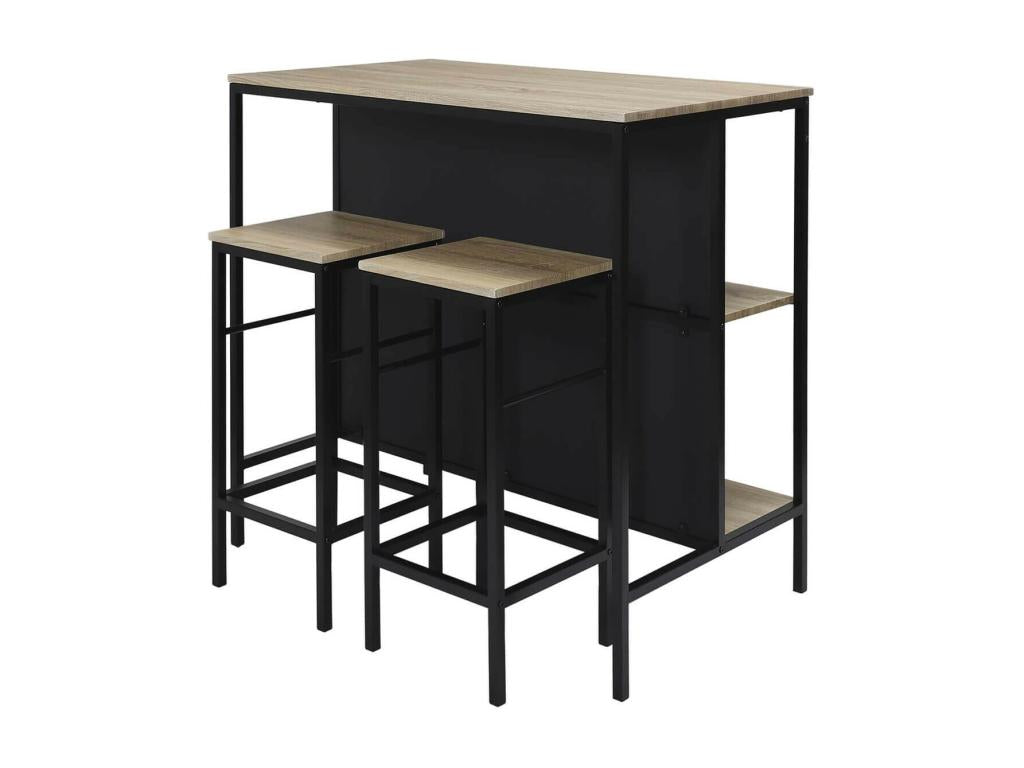 Homelumiere - Table Ilot avec Tabourets en MDF et Pieds Métal Noir