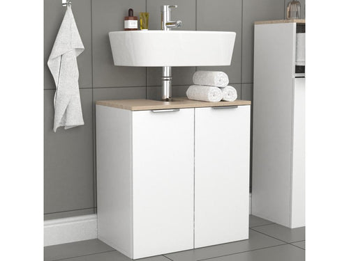 Armoire basse de salle de bain en bois Delimoa portes battantes 23836DPNP