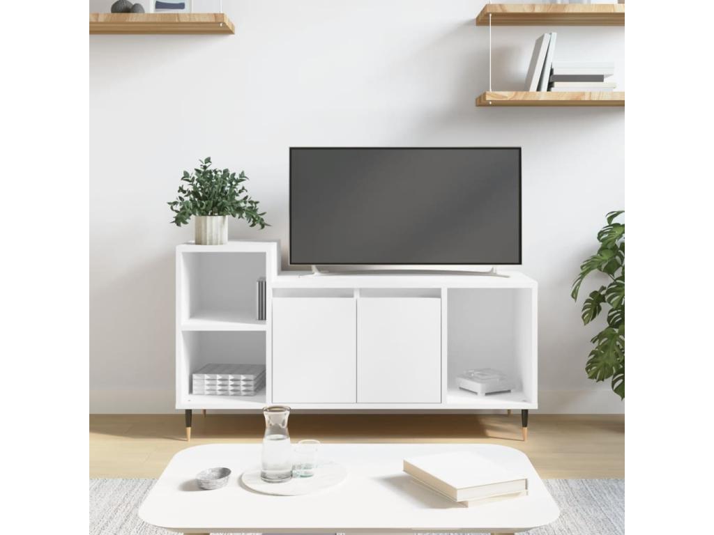 Meuble TV Blanc 100x35x55 cm Bois d'ingénierie