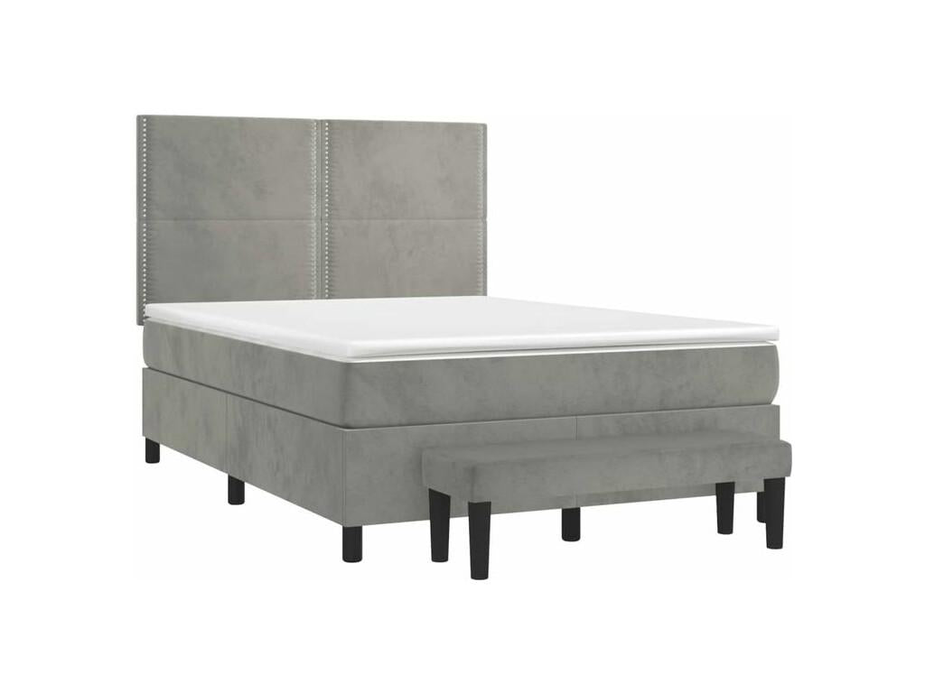 Sommier à Delimoa de lit et matelas Gris clair 140x200 Velours 33100PWFQ