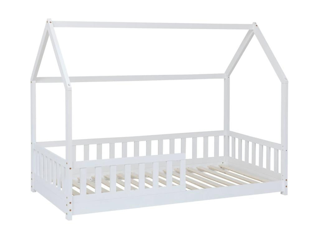 Lit pour cabane enfant en bois coloris blanc - Longueur 195 x Profondeur 98 x Hauteur 145.5 cm