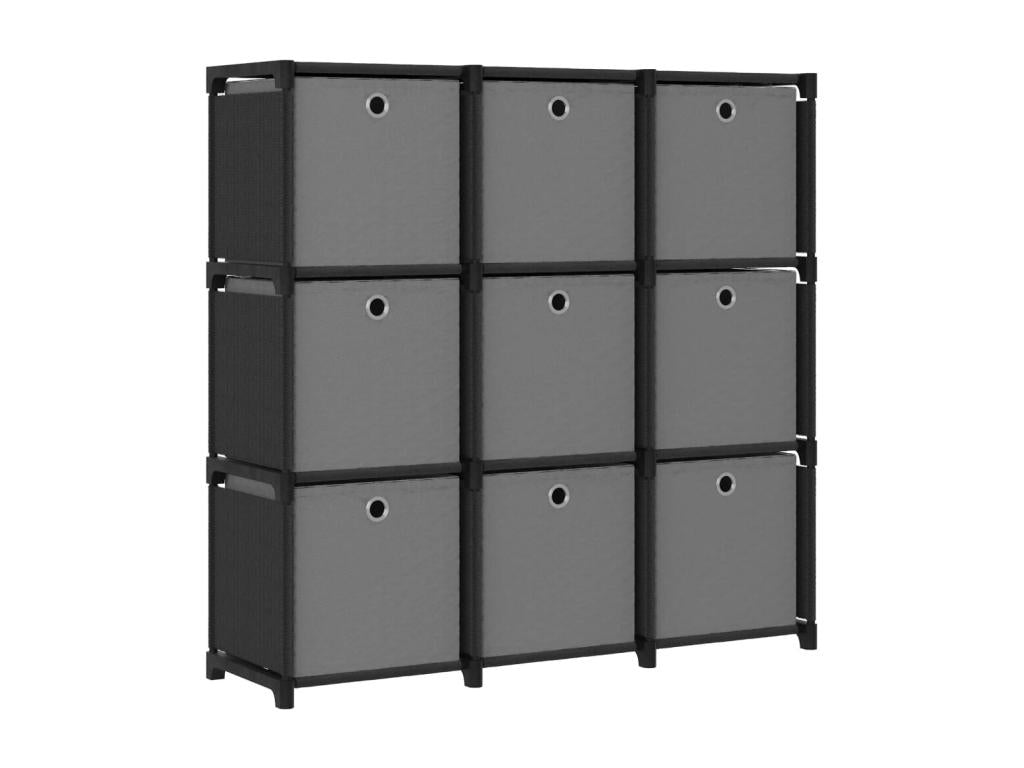 Etagère à 9 cubes avec boîtes Noir 103x30x107.5 cm Tissu 70553PLGJ