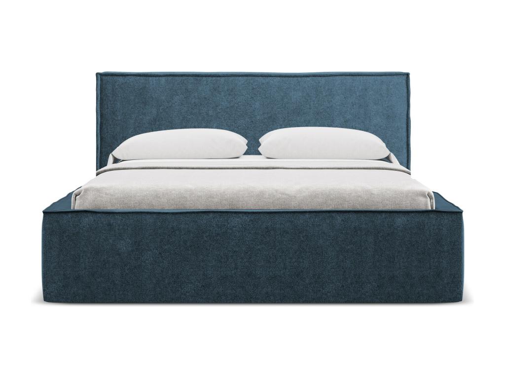 Lit coffre en tissu bouclette 160x200 - bleu Delimoa 03830GYVK