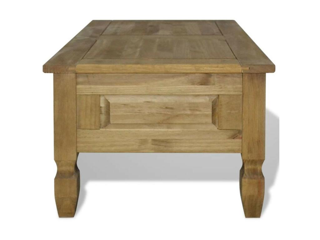 Table basse pin massif naturel Mexica