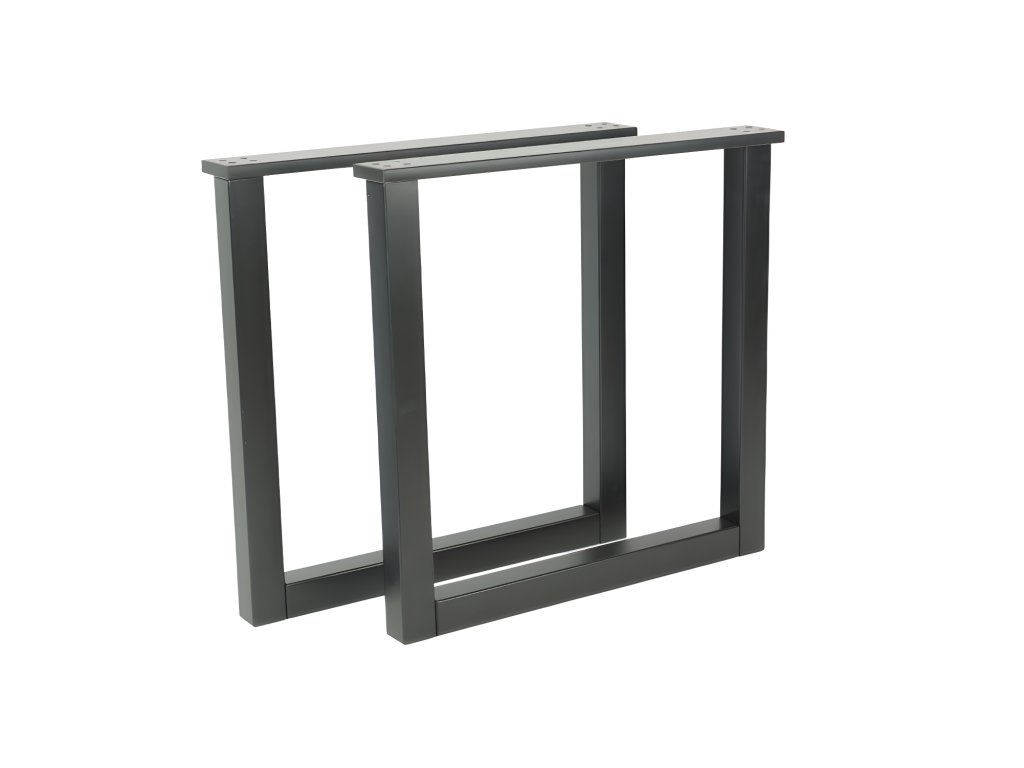 2 Supports - Pieds de table en bois massif en U - Salle à manger - Laqué Noir - 70x71cm