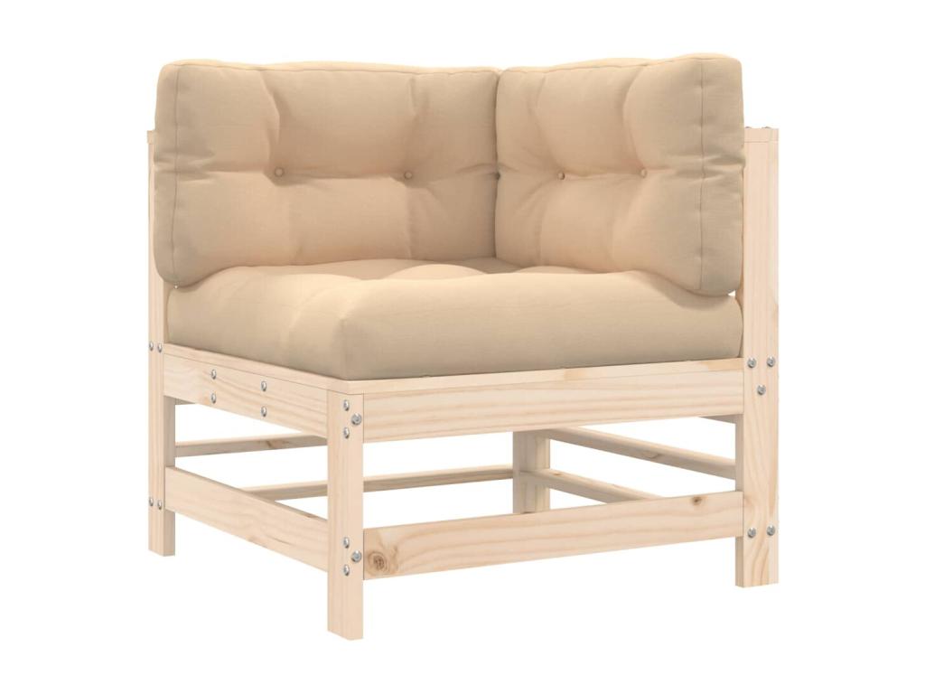 Salon de jardin 8 pièces avec coussins bois massif