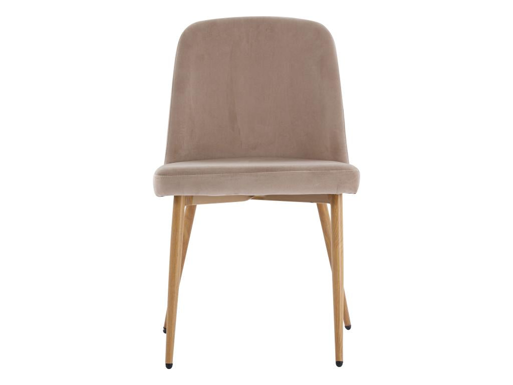 Lot de 6 chaises en velours et métal effet bois - Beige - Delimoa 18501NFQL