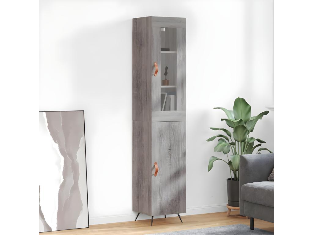 Buffet haut Homelumiere gris 34,5x34x180 cm Bois d'ingénierie