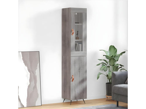 Buffet haut Homelumiere gris 34,5x34x180 cm Bois d'ingénierie