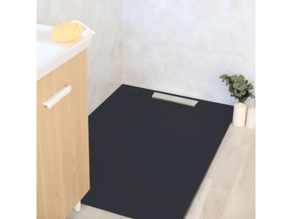 Receveur de douche 70x180cm extra plat Homelumiere en résine surface ardoisée noir
