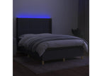 Sommier tapissier et matelas et LED Gris foncé 140x190 cm Tissu