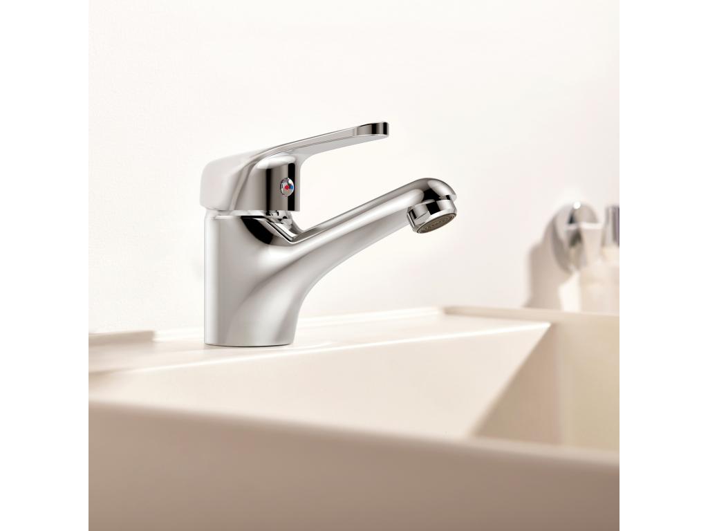 Homelumiere MAX Mitigeur Lavabo Monotrou sans Tirette de Vidage Chromé Robinetterie Lavabo en Laiton Porte Serviette Salle Bain Adhésif/Perçage Brossé