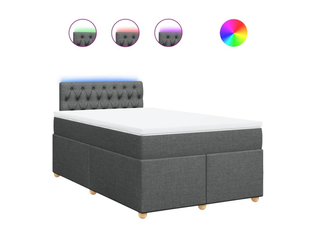 Sommier à Homelumiere de lit avec matelas gris foncé 120x190cm tissu