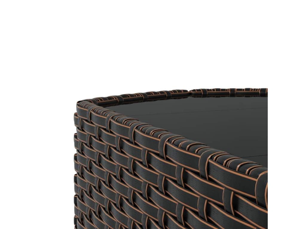 Salon de jardin 3 pcs avec coussins marron résine tressée