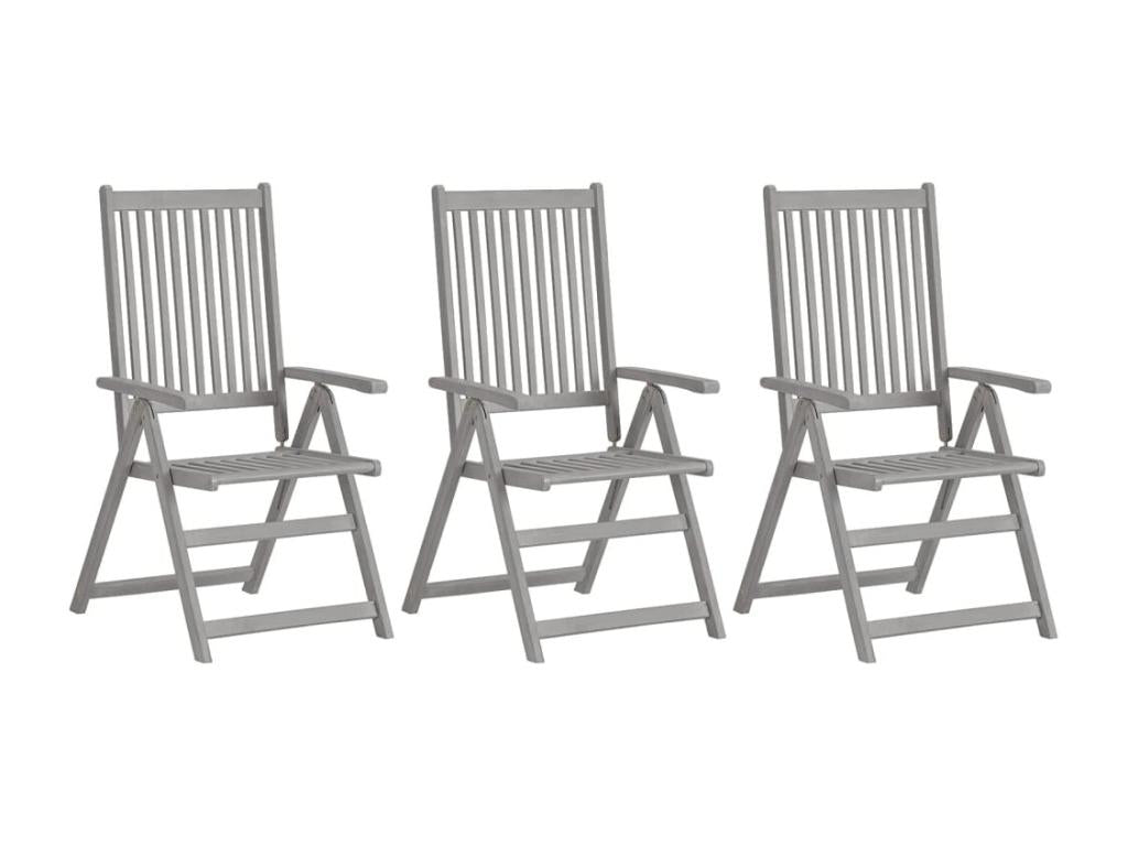 Chaises inclinables de jardin 3 pièces avec coussins Bois d'Homelumiere