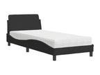 Lit avec matelas noir 90x190 cm velours