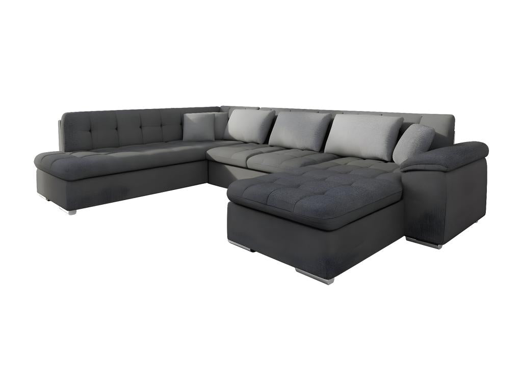 Canapé d'angle Homelumiere 141 Gris Fonction de couchage Boîte de literie 348x205x76cm