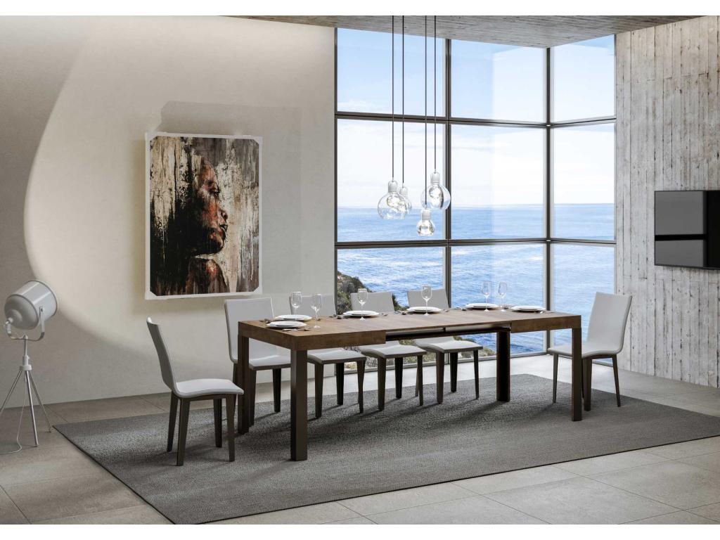 Table extensible 90x130/234 cm Homelumiere Noyer cadre Anthracite