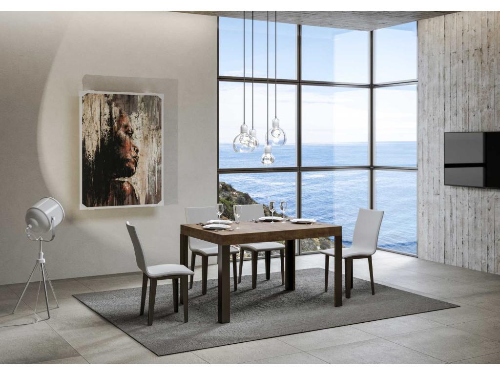Table extensible 90x130/234 cm Homelumiere Noyer cadre Anthracite