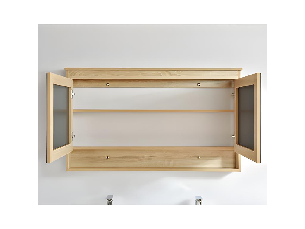 Armoire de toilette bloc-miroir 120 cm Homelumiere finition mélaminé chêne 114 cm