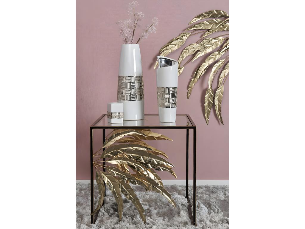 Bout de canapé en métal gerbes noir et or