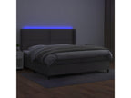 Sommier tapissier et matelas et LED Gris 200x200 cm Similicuir