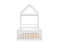 Lit enfant cabane 90x200cm en bois massif - avec tringle à vêtements - Blanc