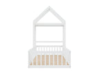 Lit enfant cabane 90x200cm en bois massif - avec tringle à vêtements - Blanc