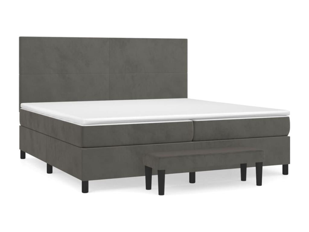 Lit à sommier tapissier et matelas Gris foncé 200x200cm Velours