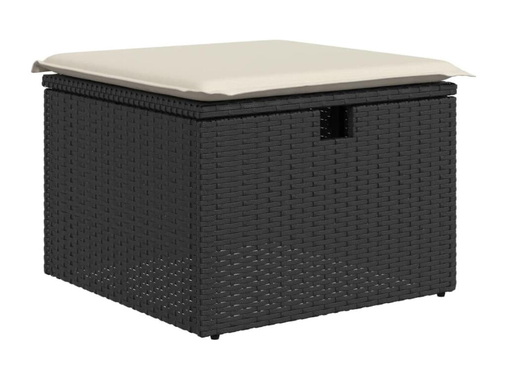 Salon de jardin 6 pcs avec coussins noir résine tressée