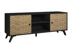 Meuble TV 2 portes 2 niches Noir/Bois - VIETNAM