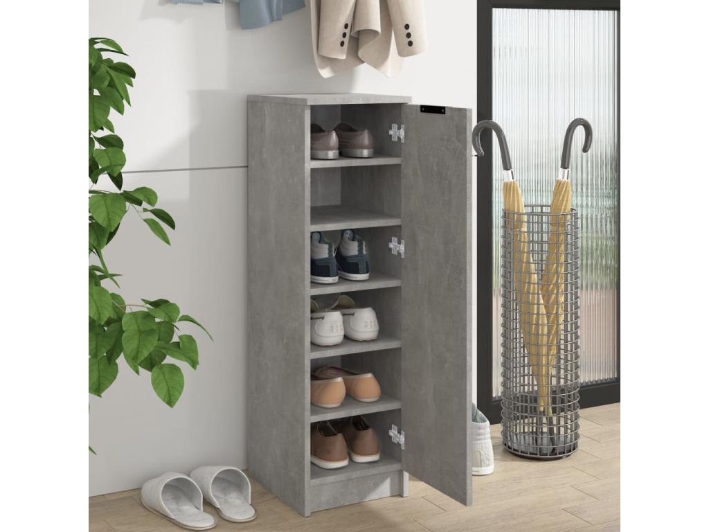Armoire à chaussures Gris béton 30x35x100 Bois d'ingénierie