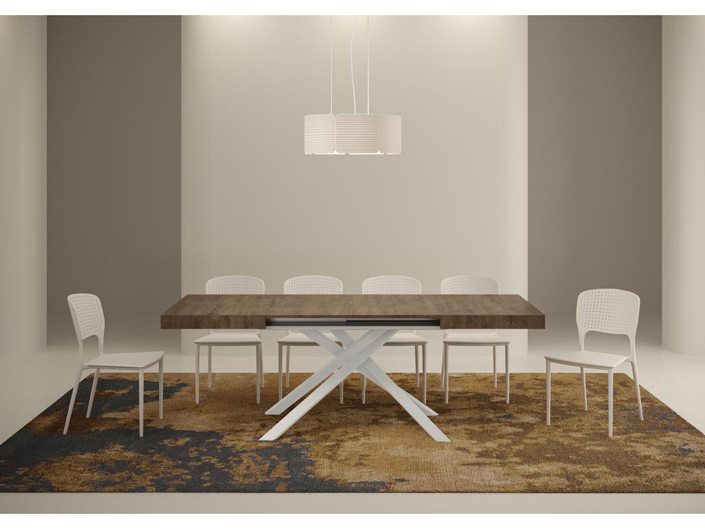 Table extensible 90x130/390 cm Karida noyer pieds blanc 92275WHDE